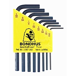 Bondhus 12232, Set 8 Hex L-Wrenches .050 - 5/32 - Short (1)