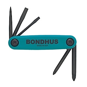 Bondhus 12545, Set 5 Utility Fold-up Tool no. 1, no. 2 Phillips; 1/8, 3/16 Slotted; and  Awl (1)