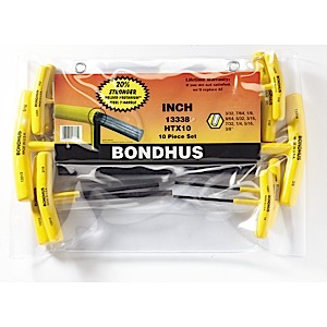 Bondhus 13338, Set 10 Graduated Length Hex T-Handles 3/32 - 3/8 (1)