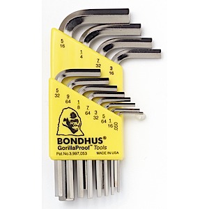 Bondhus 16236, Set 12 BriteGuard Plated Hex L-Wrenches .050 - 5/16 - Short (1)